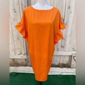 Orange ruffle sleeved orange dress by Gianni Bini